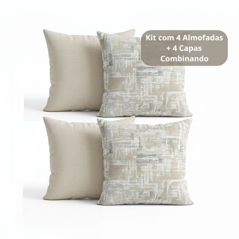 Kit com 4 Almofadas + 4 Capas Combinando