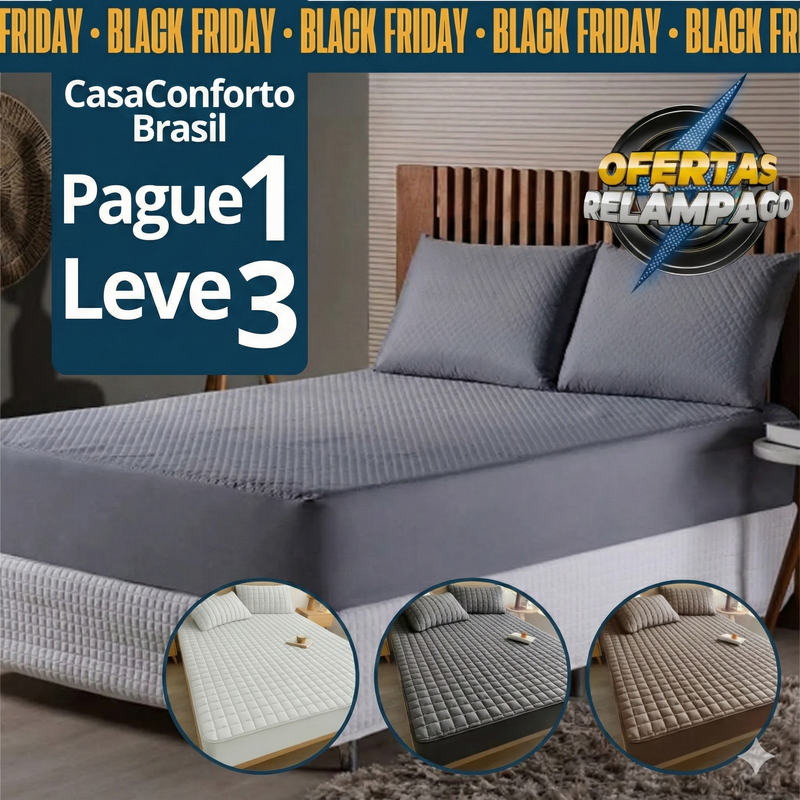 CasaConforto SleepGuard™ – Capa de Colchão Impermeável Premium | Compre 1 Leve 3 | Black Friday